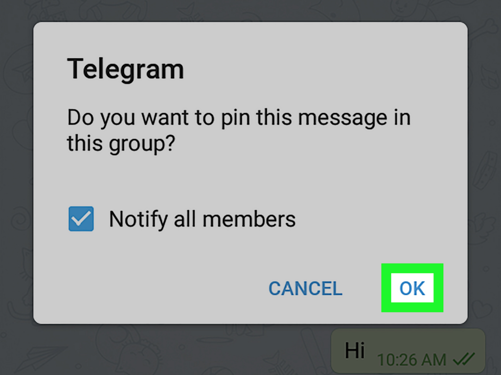 pinning of messages on telegram 