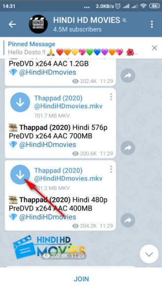 How to download the movies from Telegram