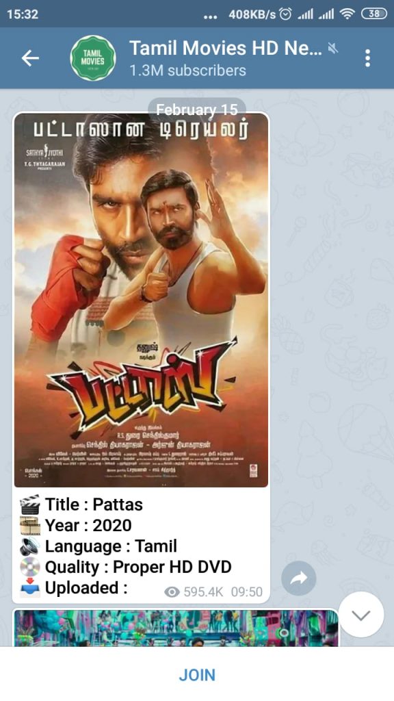 Download Tamil movies from Telegram