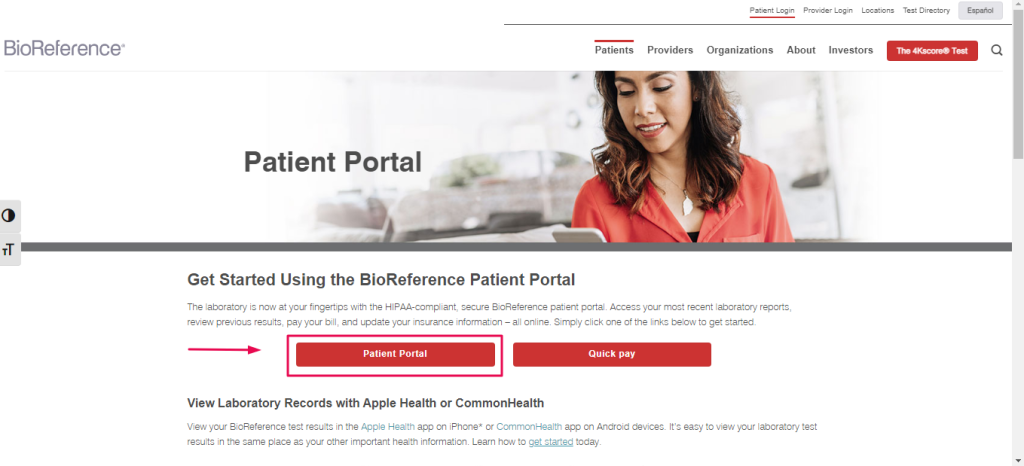 Bio Reference Patient Portal