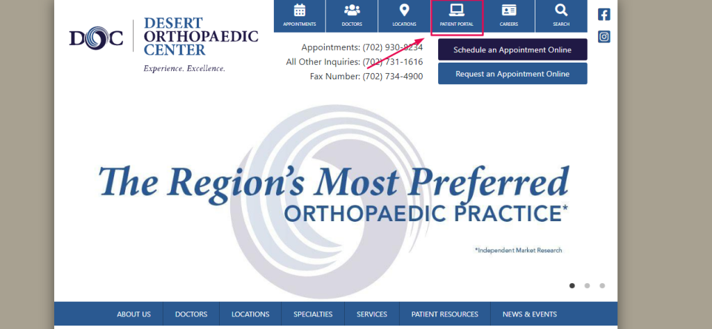 Desert Orthopedic Center Patient Portal