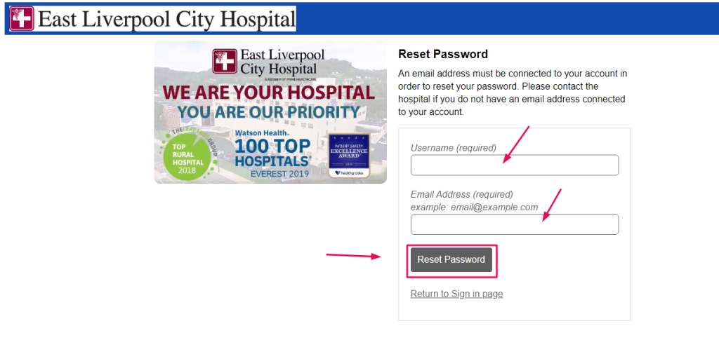 East Liverpool City Hospital Patient Portal