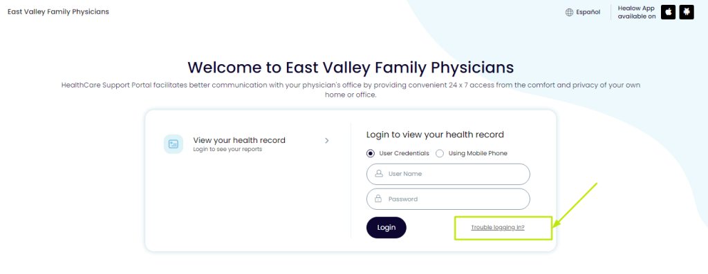 East Valley Family Physicians Patient Portal