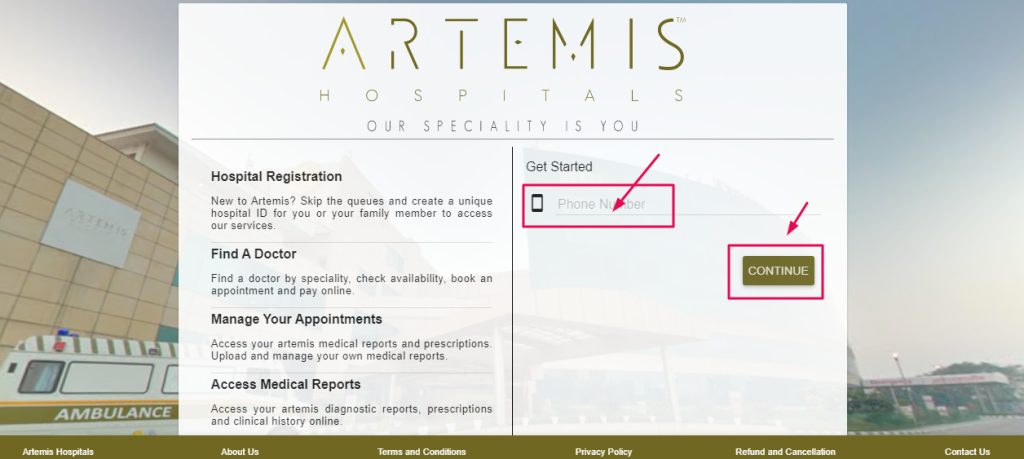 Artemis Hospital Patient Portal