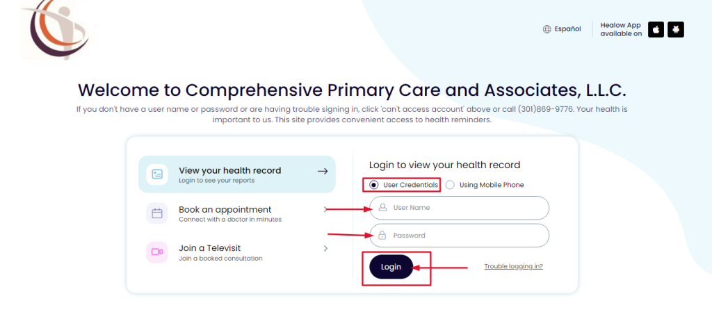 Comprehensive Primary Care Patient Portal