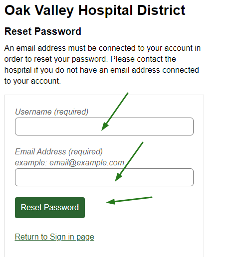 Oak Valley Hospital patient portal