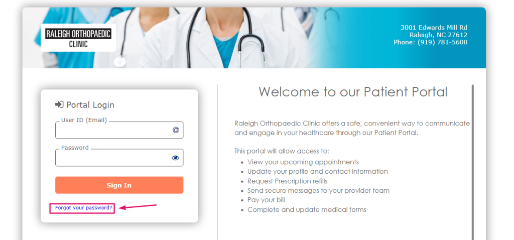 Raleigh Orthopedic Patient Portal