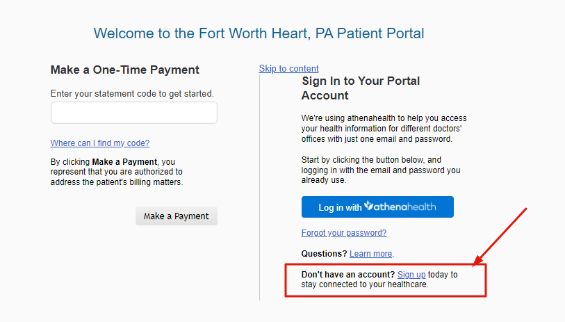 Fort Worth Heart Patient Portal sign up