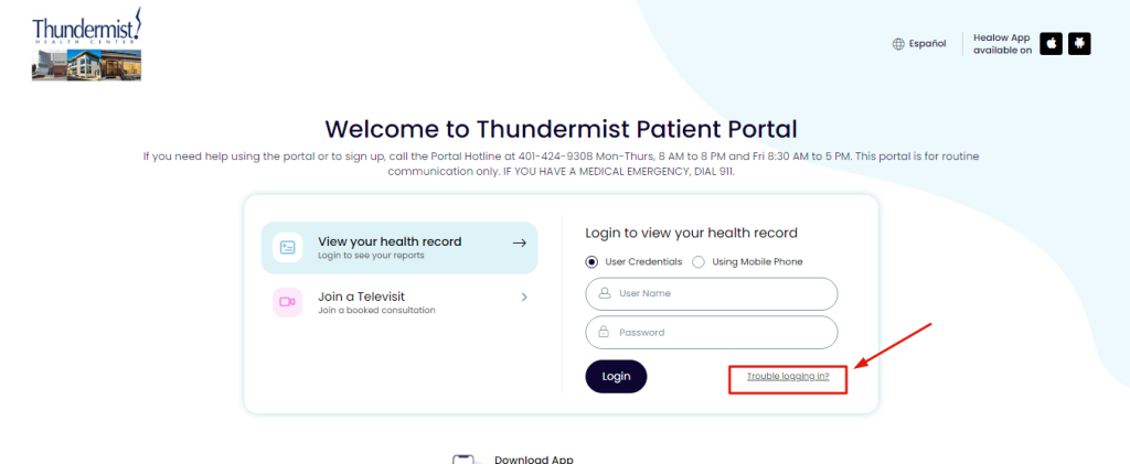 Thundermist Patient Portal