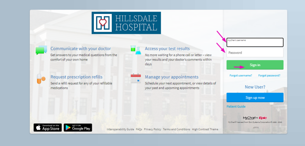 Hillsdale Clinic Patient Portal