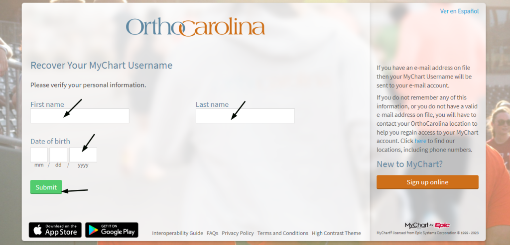 Orthocarolina Patient Portal Change Username