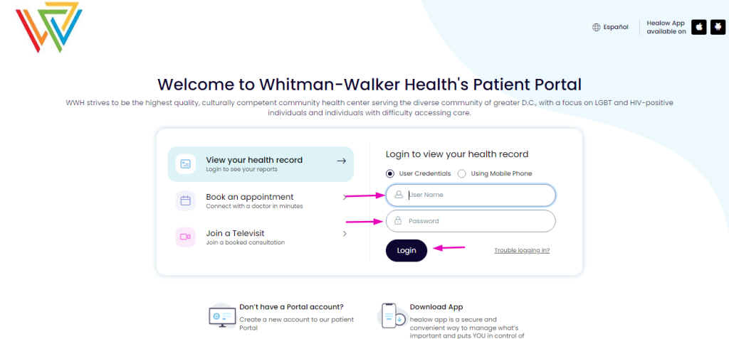 Whitman Walker Patient Portal