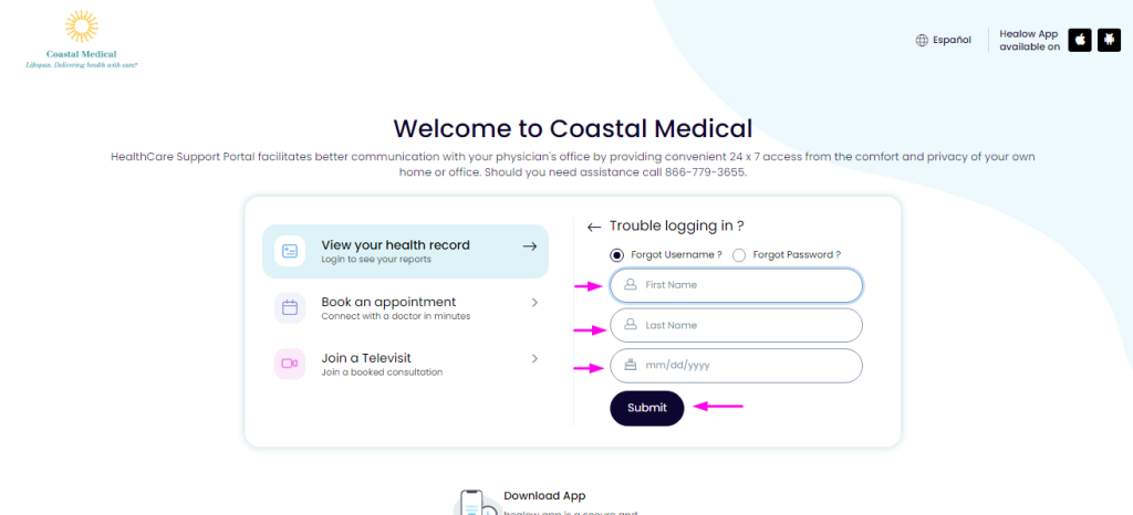 Coastal Medical Patient Portal Login 