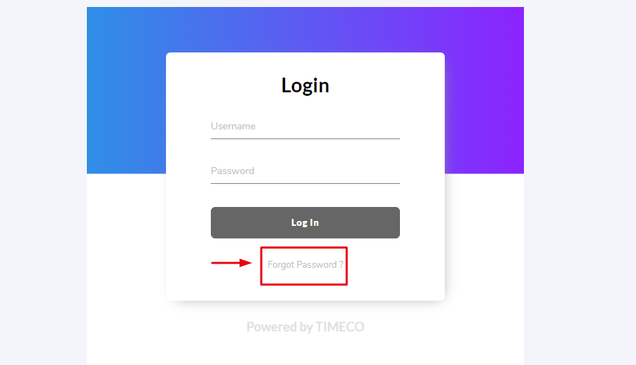TIMECO Login Password reset 