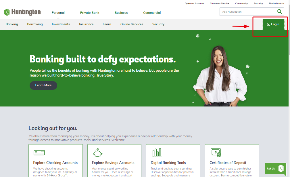 login to your Huntington Bank account