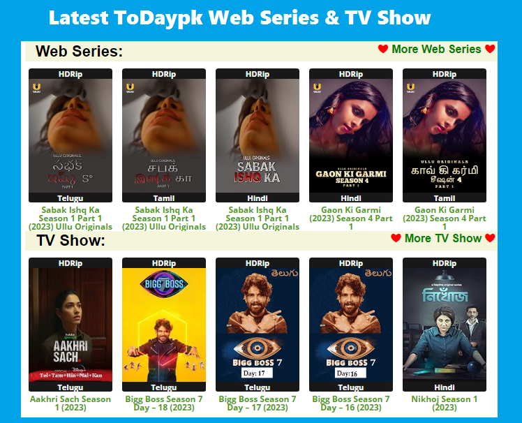 Latest ToDaypk Web Series & TV Show Download